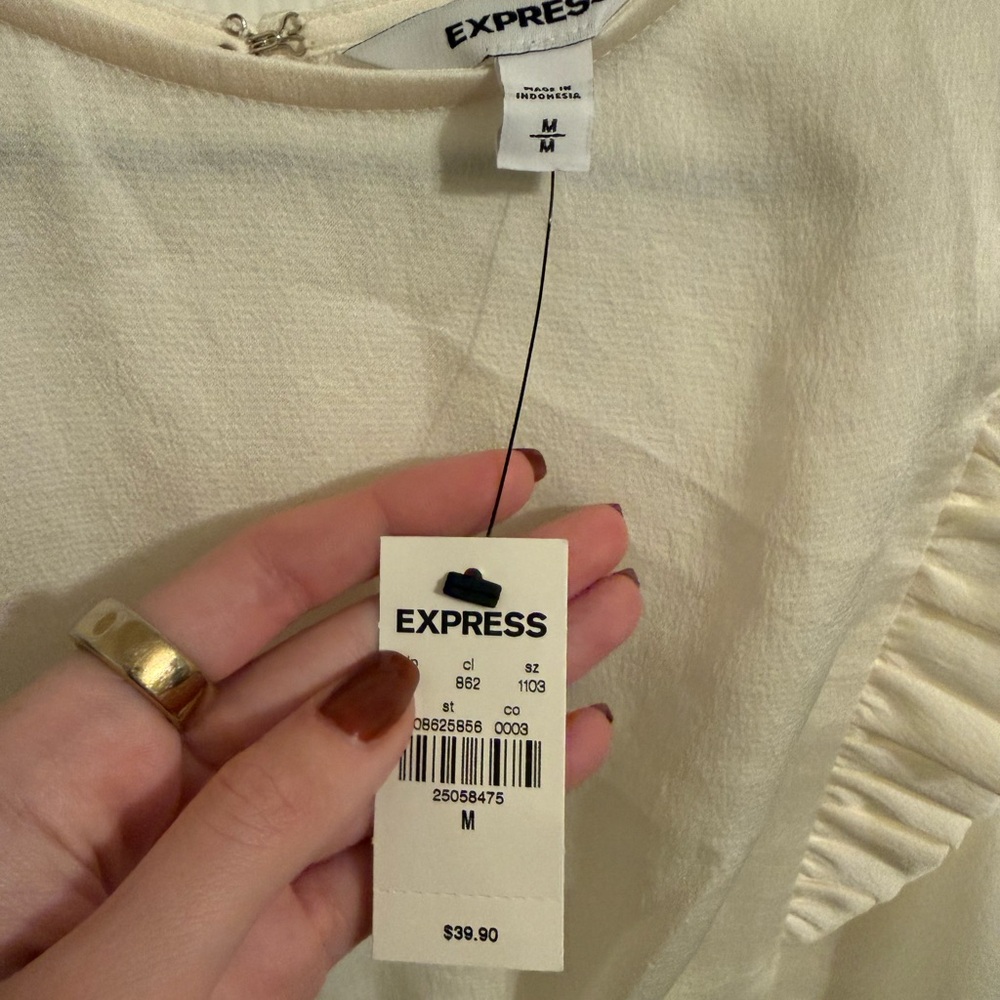 Express Ivory Ruffle Blouse - Picture 3 of 3